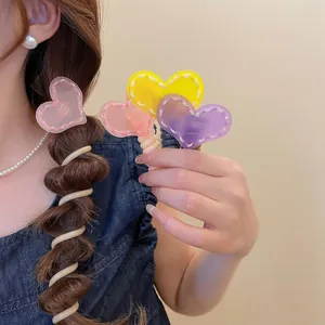 Ensemble de pinces à cœur pastel et élastiques spirales pour tresses tendance