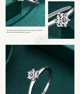 Macro detail of classic six-prong silver ring featuring a brilliant round cubic zirconia stone