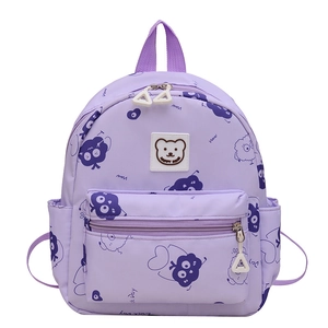 Zainetto viola per asilo con orsetto cartone animato e tasche laterali capienti