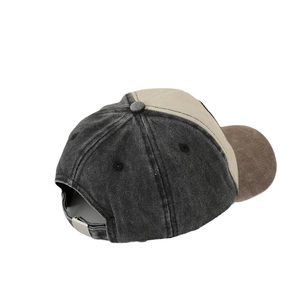 Vintage washed cotton baseball cap for boys featuring dinosaur patch and adjustable metal strap