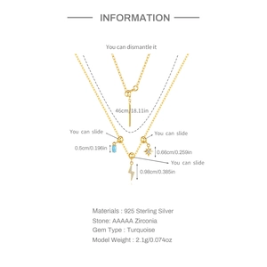 Product specifications of S925 sterling silver necklace with detachable zircon pendants