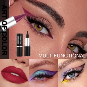 Multifunctional matte gel eyeliner set in black and purple with smooth tapered tip design