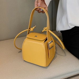 PU Leather Crossbody Bag Women Structural Box Shape Handbag Fashionable Shoulder Bag Adjustable Strap Silver Hardware