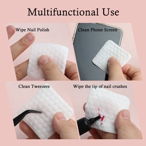 Multifunctional lint-free white nail wipes with honeycomb texture for cleaning gel and screens