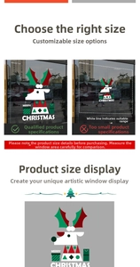 Detail of Christmas reindeer window stickers showing size customization and visual effect