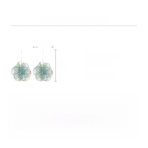 Spécifications détaillées des boucles d'oreilles fleur montrant les matériaux et dimensions