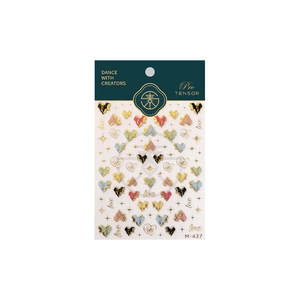 Stereoscopic heart and star nail art stickers with metallic gold outlines for manicures