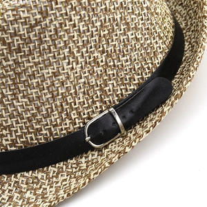 Summer Panama straw hat featuring a breathable weave and black faux leather buckle band