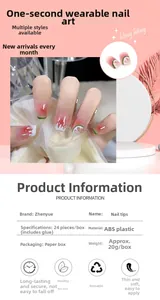 Detailed view of red and pink gradient press-on nails with watermelon fruit pattern