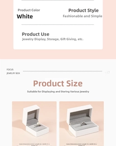 Detailed size specifications for white ring and couple ring jewelry storage boxes