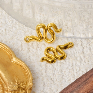 Minimalist 304 stainless steel snake pendant charms in gold finish for jewelry making