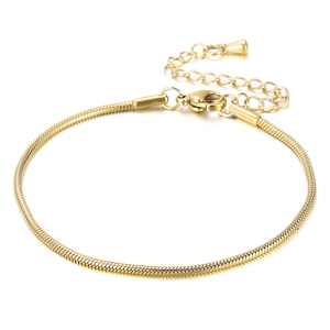 Minimalist gold plated stainless steel snake chain bracelet with adjustable lobster clasp
