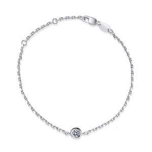 Minimalist S925 sterling silver bubble bracelet with a 0.3ct moissanite center stone