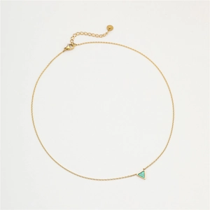 Minimalist gold stainless steel necklace featuring a vibrant colorful triangle stone pendant
