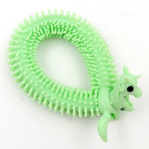 Green unicorn sensory stress relief bracelet made of soft TPR material with textured spikes