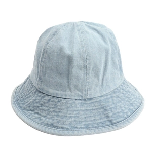 Classic light blue washed denim bucket hat with stylish sun protection and wide brim
