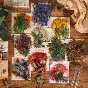 Vintage Natural Museum Decorative Stickers Waterproof PET Floral Butterfly Mushroom Scrapbooking DIY Journaling Material