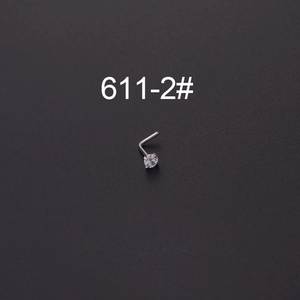 L-shaped titanium steel nose stud featuring a sparkling 20G mini cubic zirconia stone