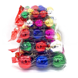 Bulk pack of 4cm shiny colorful Christmas tree ornaments in transparent OPP bags.