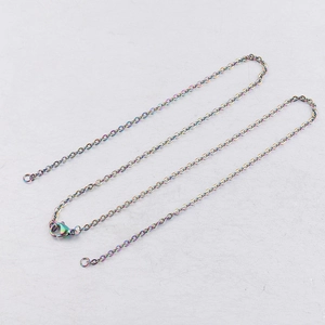 Rainbow stainless steel multi-layer link chain necklace with lobster clasp closure