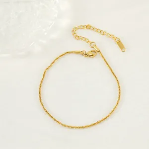 Shimmering Anklet Stainless Steel 18K Gold Plated Sparkling Adjustable Extension Chain Fashion Accessory Women