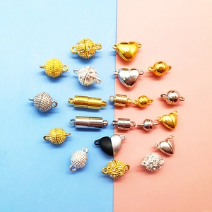 Strong magnetic jewelry clasps in heart, sphere, and cylinder shapes for DIY necklaces