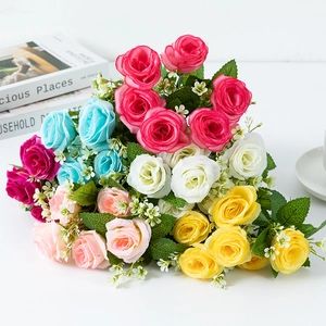 Artificial Rose Flower Bouquet Silk Flowers For Home Wedding Party Decor Floral Arrangement