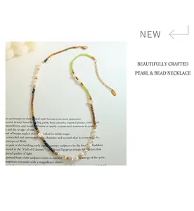 Bohemian choker with colorful glass beads and natural pearls on an open book page