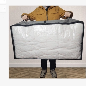 Large grey under-bed storage bag with clear window and handles for bulky blankets