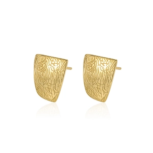Minimalist gold-plated S925 silver stud earrings with vintage brushed texture for women
