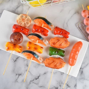 Modello Di Cibo Artificiale Per Spiedini Barbecue In PVC Per Esposizione Di Ristoranti E Oggetti Di Scena Fotografici