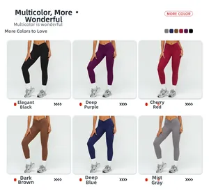 Collage de leggings de yoga taille haute avec coupe en V et détails froncés en six couleurs