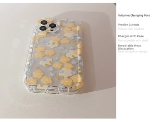 Detailed view of floral iPhone case with precise cutouts and vibrant flower pattern