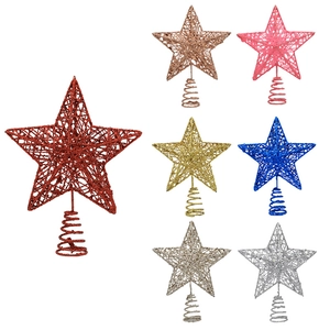 Glittering star Christmas tree topper set in multiple colors with spiral base