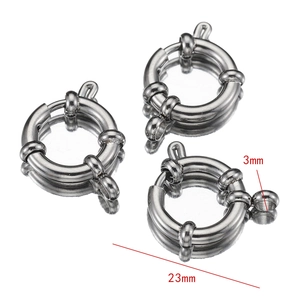 Detailed view of 23mm stainless steel sailor clasp with 3mm ring for DIY jewelry making