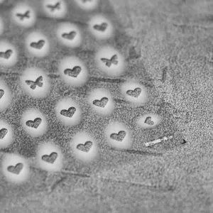 Detail of ultra-thin 2D nail stickers with hollow heart and butterfly stencil patterns