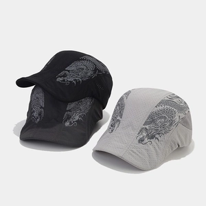 Berretto Con Stampa Drago Traspirante Asciugatura Rapida Poliestere Flat Cap Protezione Solare Regolabile