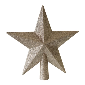 Sparkling gold glitter star tree topper for Christmas tree decoration with 3D design