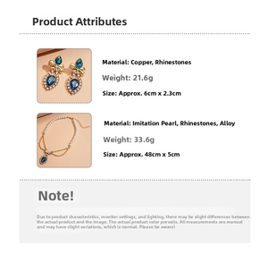 Detailed dimensions and materials for vintage pearl bow necklace and earrings