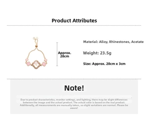 Macro view of pink acetate clover watch bracelet with sparkling crystal details