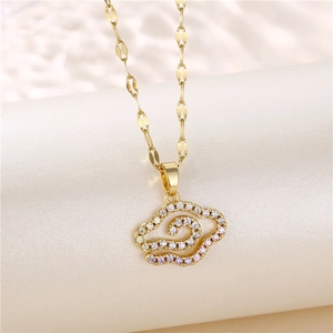 Cloud Pendant Necklace 18K Gold Plated Stainless Steel Brass With Colorful Zirconia Elegant Jewelry For Women Sweet Style
