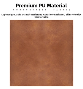 Close-up of brown litchi pattern PU leather showing scratch-resistant and soft texture
