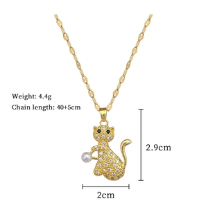 Detailed specs of cat pearl necklace with 4.4g weight and 40+5cm chain length