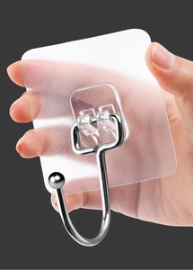 Detail of the large heavy duty adhesive hook with a strong stainless steel metal U-shape