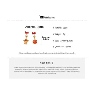 Detailed view of Chinese Lion Dance earrings with dimensions 3.4cm by 1.4cm