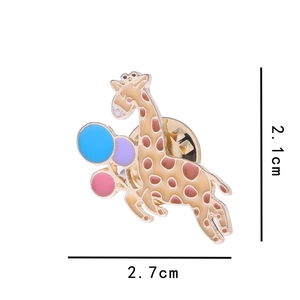 Cute cartoon giraffe enamel pin with colorful balloons, 2.1cm height x 2.7cm width size