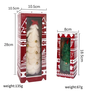 Detailed gift box dimensions for green and white wool felt Christmas tree ornaments