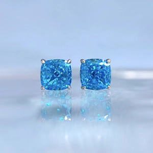 Cushion Cut Gemstone Stud Earrings With 925 Sterling Silver Earring Post Fashion Minimalist Style Jewelry For Women