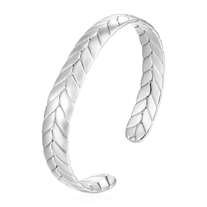 Détail du motif d'épi de blé argenté sur le bracelet ajustable en acier inoxydable