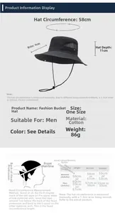 Tabella taglie per cappello da trekking con tesa da 9 cm e circonferenza testa di 58 cm